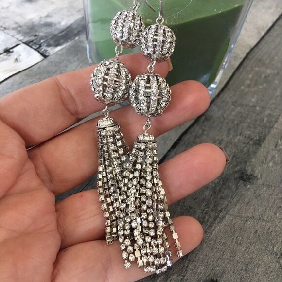 Cristabelle Crystal Tassel Fringe Earrings - Picture 2 of 3